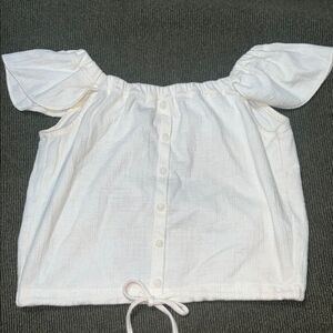 Maxwell (S) Off-Shoulder Button-Up Top